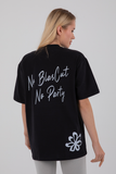 No BlasCut No Party Oversize Siyah Kadın T-shirt