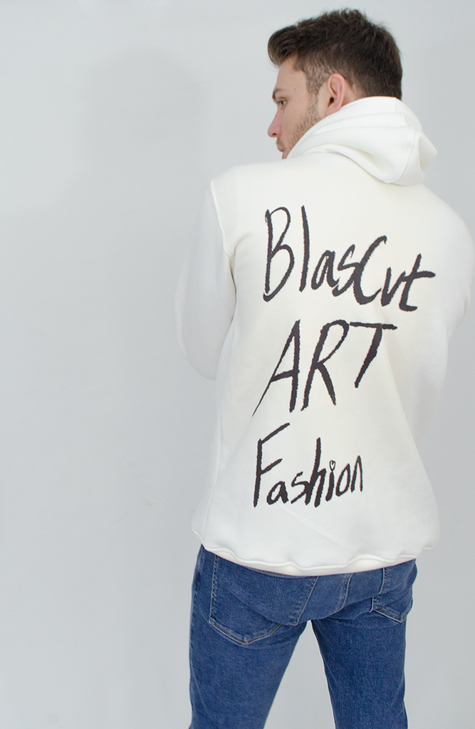 BlasCut x Art x Fashion Beyaz Erkek Hoodie - BlasCut - Tarzını arttır